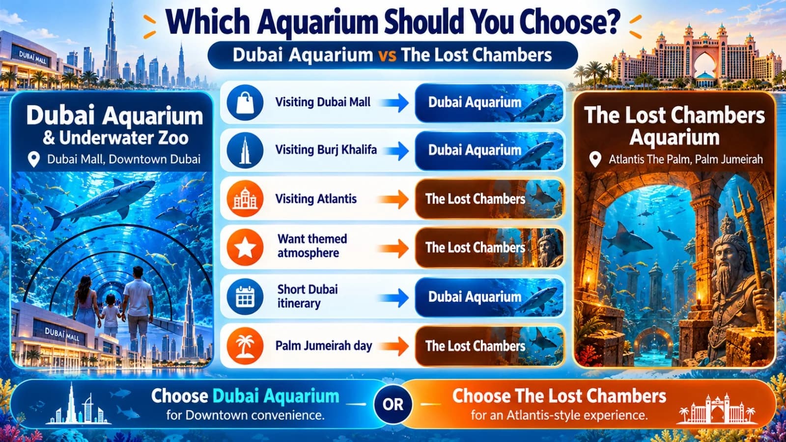 Quick Decision Guide: Dubai Aquarium vs The Lost Chambers
