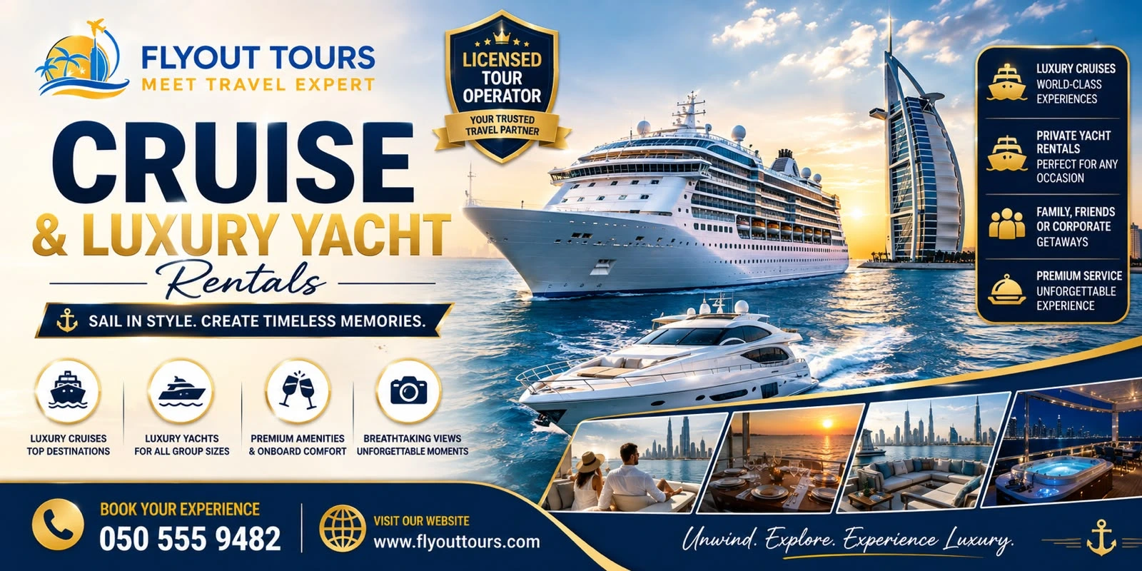 Flyout Tours – Cruise & Luxury Yacht Rentals